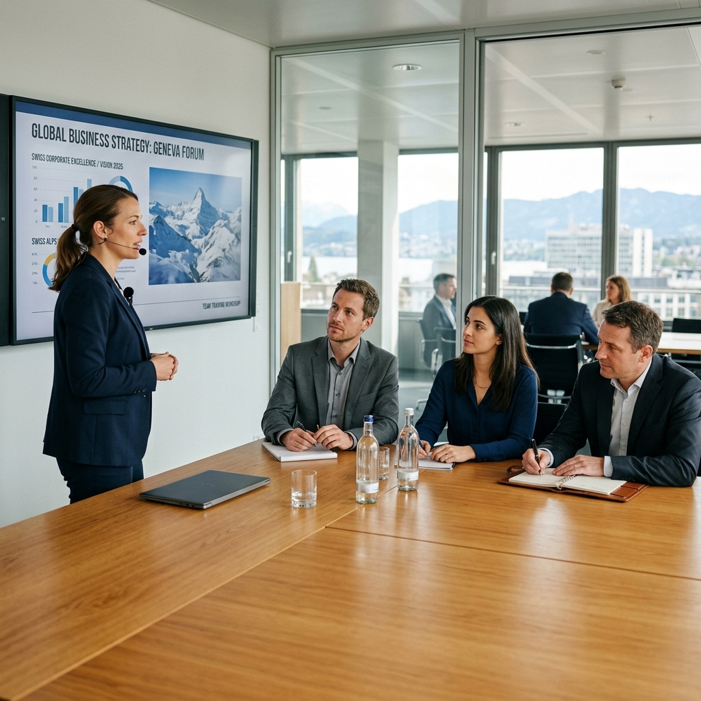 Lukas Huber leitet einen interaktiven KI-Team-Workshop vor Ort bei einem Kunden