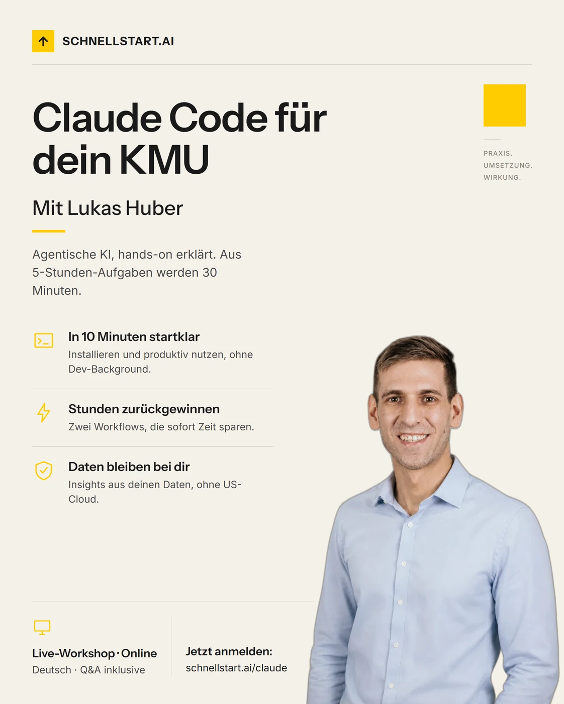 Claude Code für dein KMU: Hands-on Workshop mit Lukas Huber, schnellstart.ai