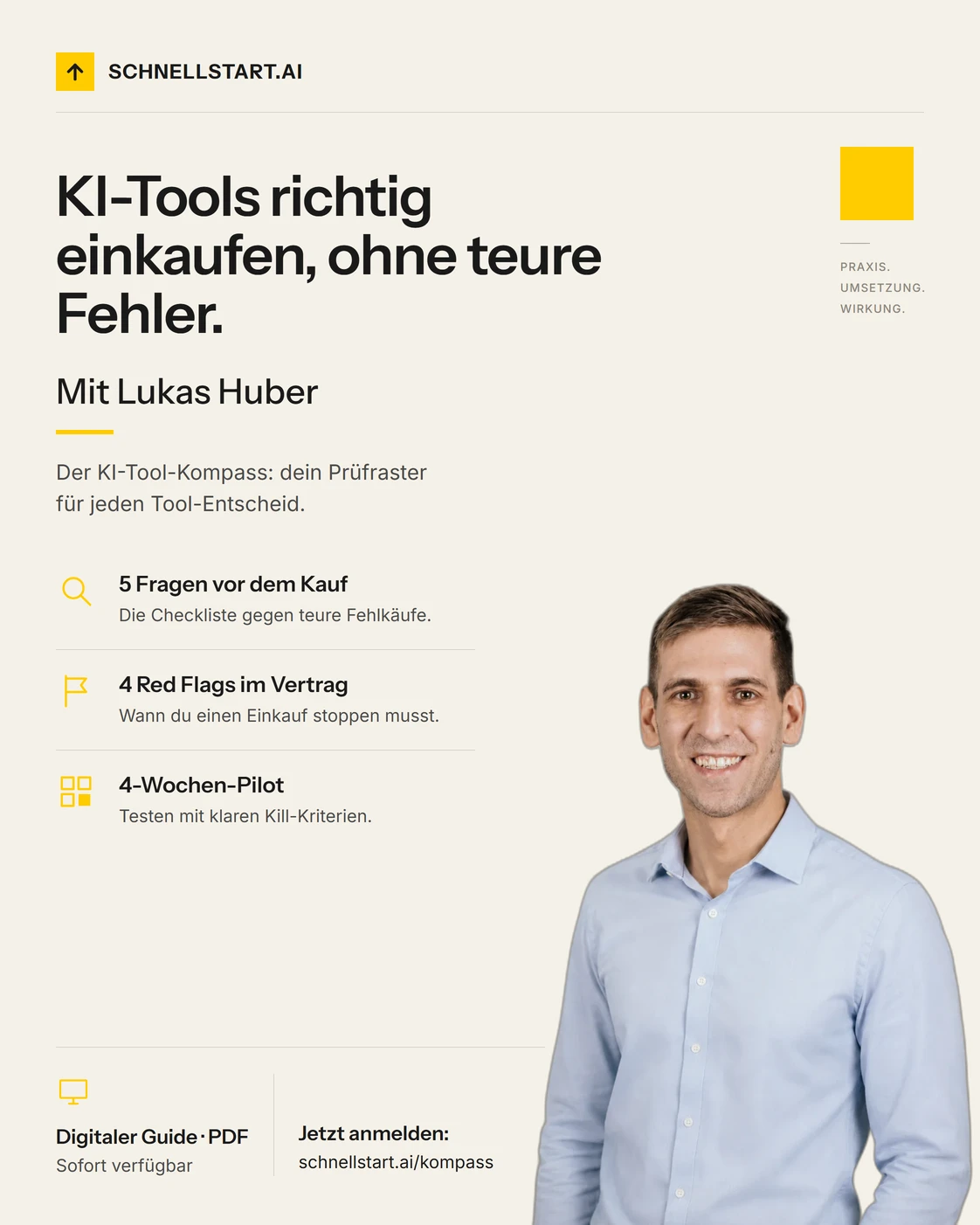 Welches AI-Tool für welchen Job? Der KI-Tool-Kompass für Schweizer KMU mit Lukas Huber, schnellstart.ai